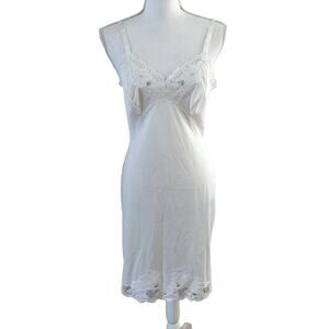 NEW Vintage Antron III Shadowline Size 34 Ivory Floral Lace Slip Nightgown